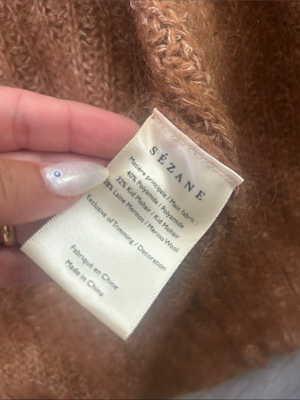 NWOT Sézane Basile Cardigan in Mottled Camel Brown Sz M - Picture 7 of 10